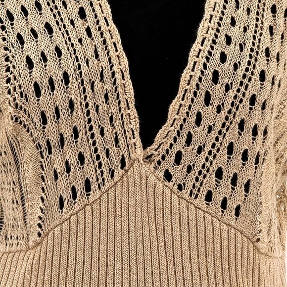 Vtg White House Black Market Crochet Top Womens M Deep V Neck Linen Y2K Coquette - Picture 5 of 6